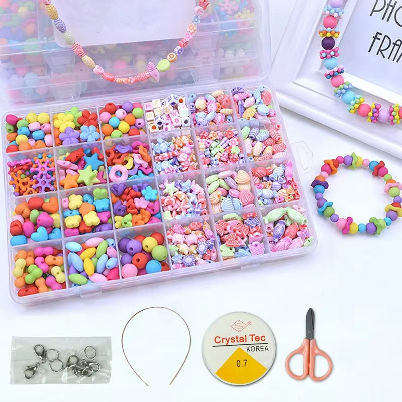 DIY Handmade Beaded Children'S Toys Creative Loose Spacer Beads Making Bracelet Necklace 24 Grid Girl Jewelry Set Girl Toy Gift