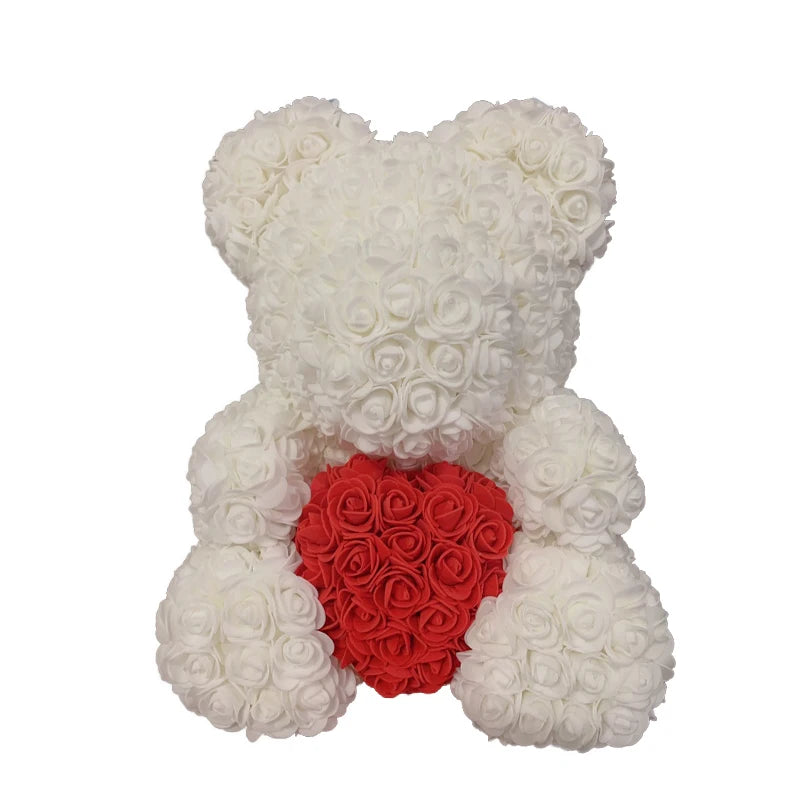 2024 Dropshipping 40Cm Rose Bear Heart Artificial Flower Rose Teddy Bear for Women Valentine'S Wedding Birthday Christmas Gift