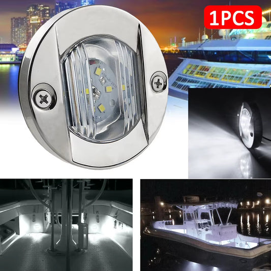 White/Blue Marine Boat Lights 6 LED Stern Light Waterproof Courtesy Light 12V round Yacht Light Boat Car Lights Accessories