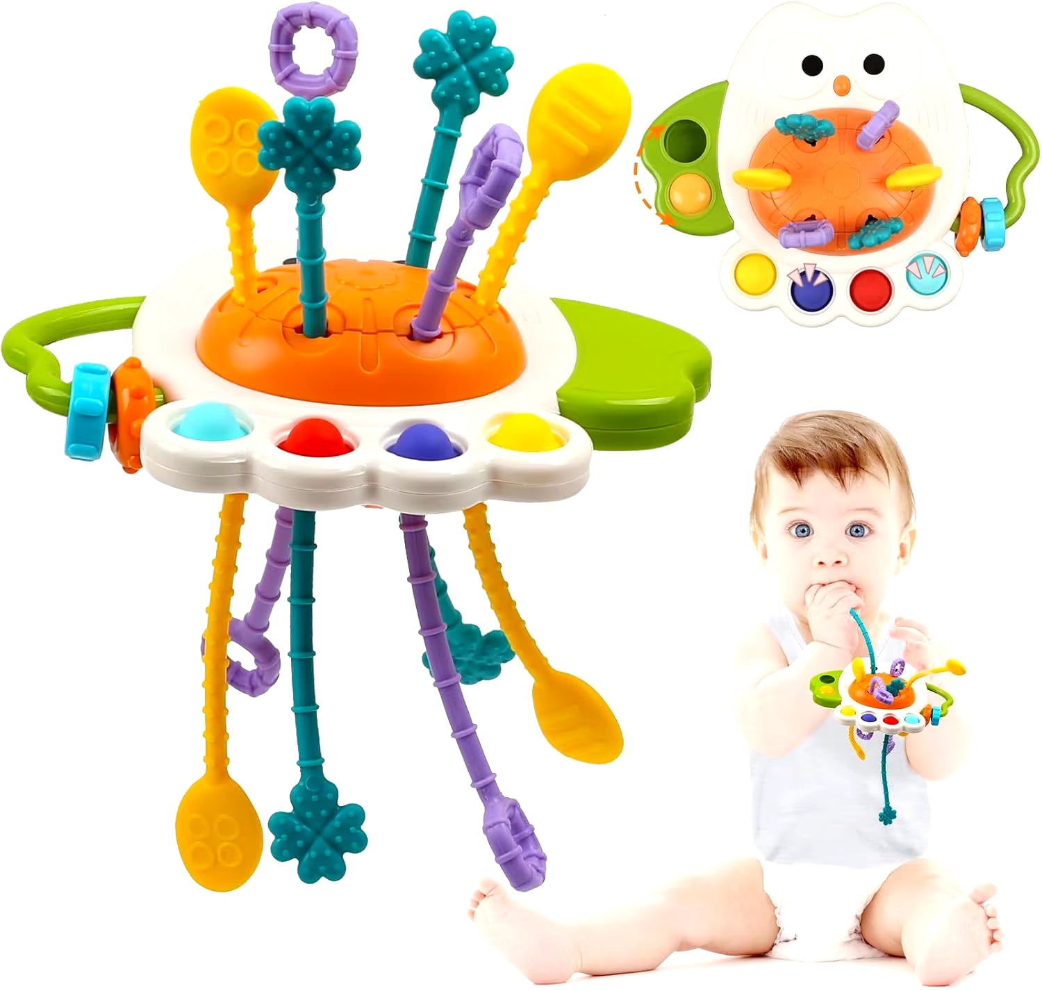 Baby Montessori Toys Pull String Sensory Toys Baby 6 12 Months Silicone Develop Teething Activity Toys for Kids Educational Toys