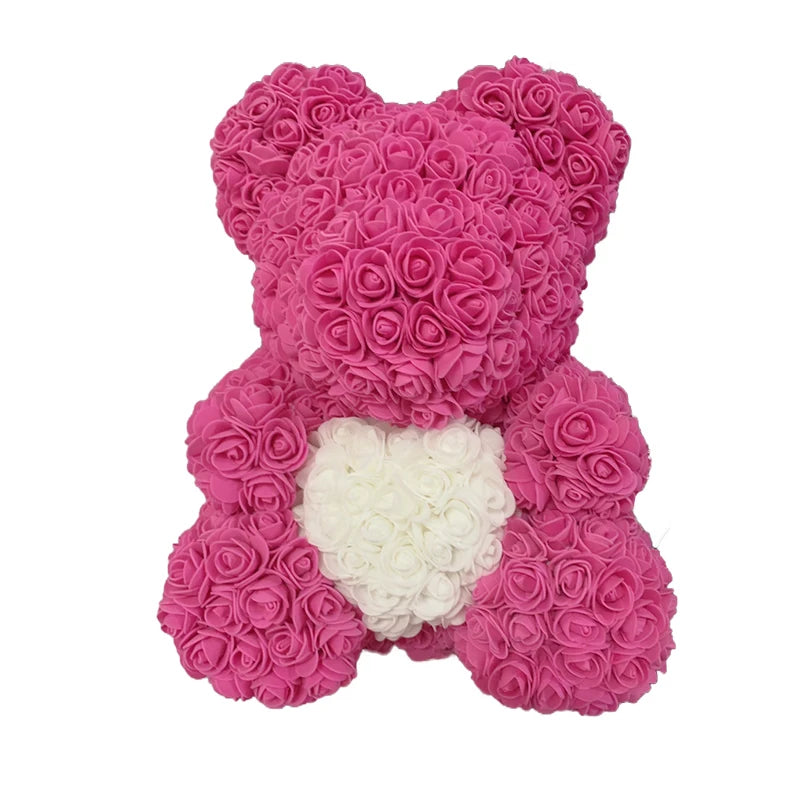 2024 Dropshipping 40Cm Rose Bear Heart Artificial Flower Rose Teddy Bear for Women Valentine'S Wedding Birthday Christmas Gift