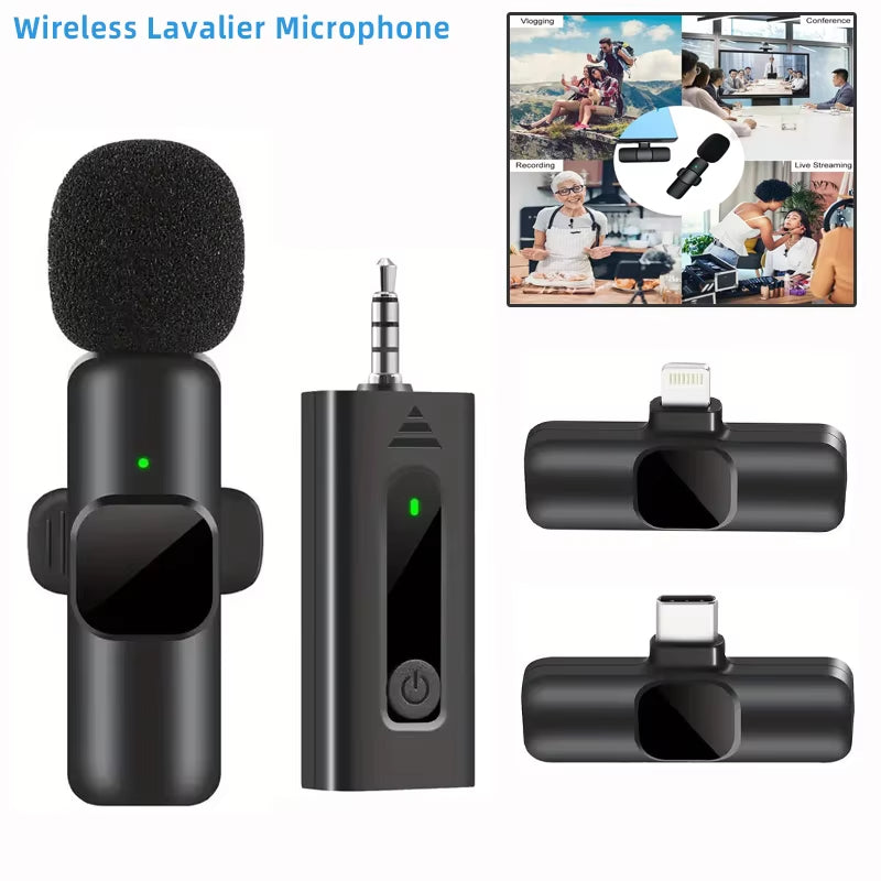 New Wireless Lavalier Microphone Portable Audio Video Recording Mini Microphone for Iphone Android PC Camera Live Gaming Phone