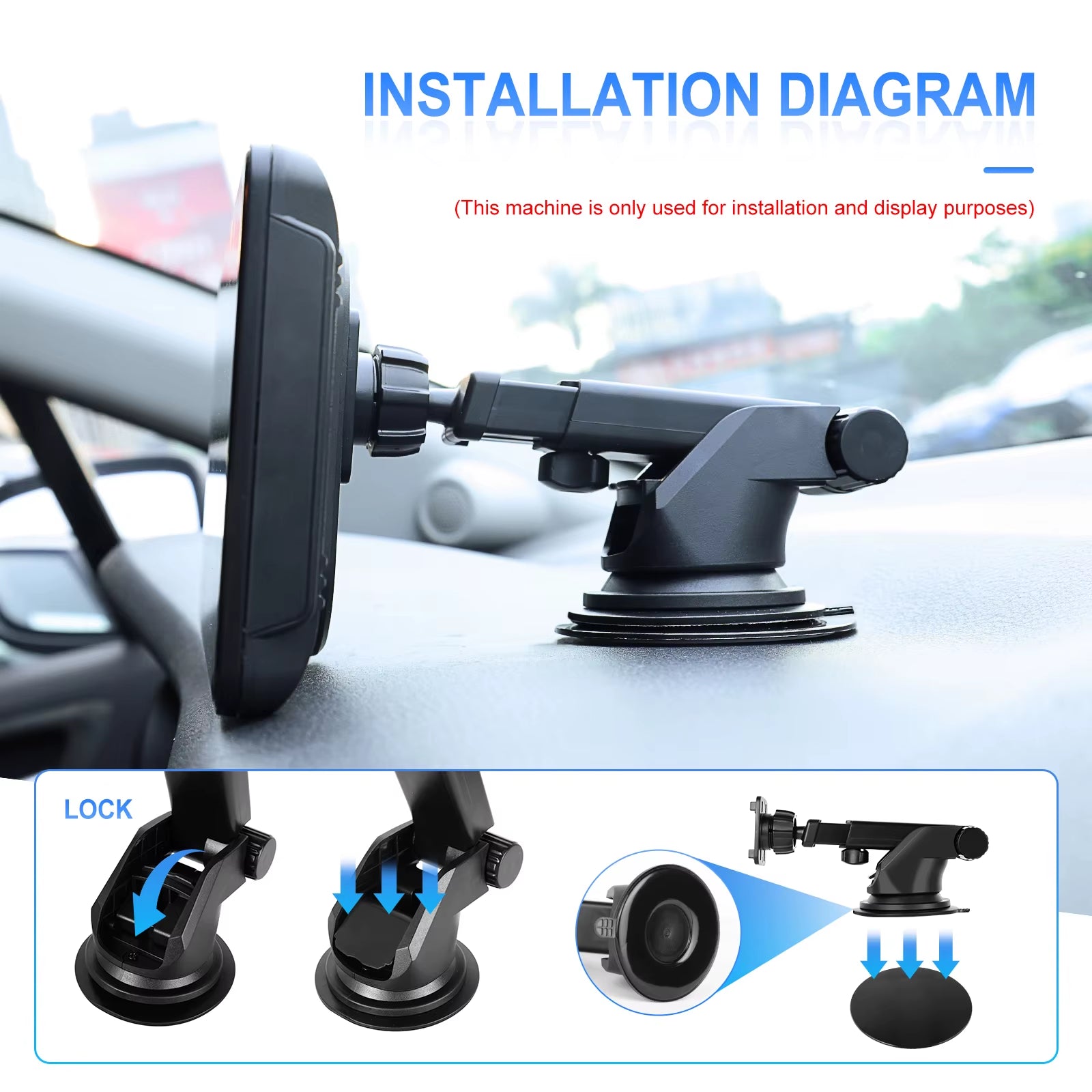 Expansion Bracket Holder Suction Cup Bracket for MP5 Car Radio Carplay Multimedia Video Player