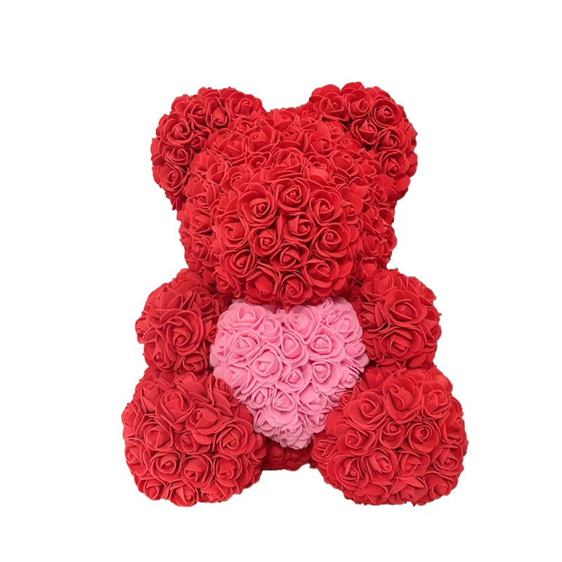 2024 Dropshipping 40Cm Rose Bear Heart Artificial Flower Rose Teddy Bear for Women Valentine'S Wedding Birthday Christmas Gift