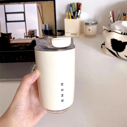 240ML Milk White Beverage Cup Travel Portable Drinking Cup Stainless Steel Vacuum Leak Proof Coffee Thermos