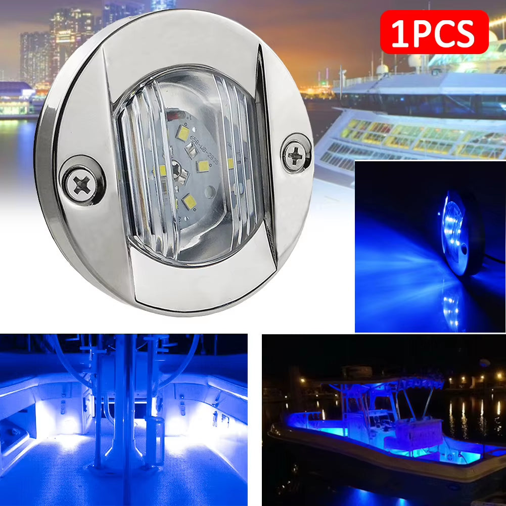 White/Blue Marine Boat Lights 6 LED Stern Light Waterproof Courtesy Light 12V round Yacht Light Boat Car Lights Accessories