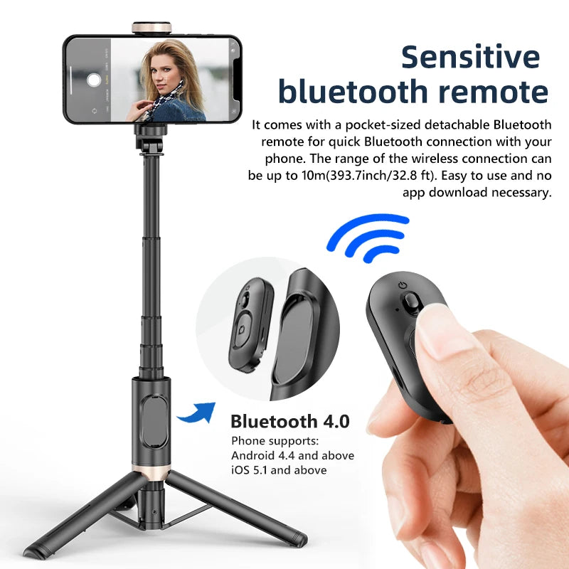 Bluetooth Wireless Selfie Stick Tripod Monopod with Remote - Perfect for Huawei, iPhone 13 Pro Max, and Xiaomi Live Photography!