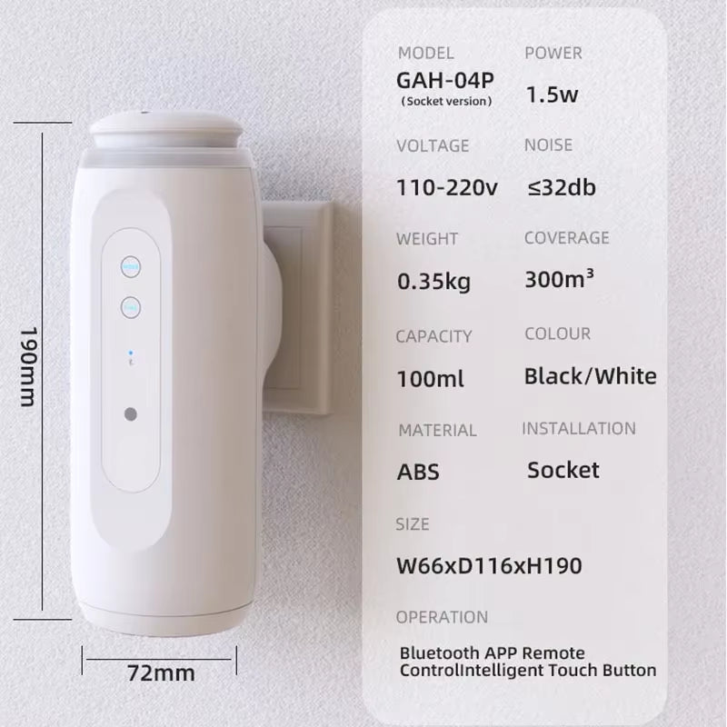 Waterless Essential Oil Diffuser Wall Plug Aroma Oil Diffuser Cool Mist Electric Scent Machine Smart Bluetooth Control for Home