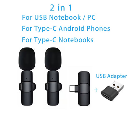 New Wireless Lavalier Microphone Portable Audio Video Recording Mini Microphone for Iphone Android PC Camera Live Gaming Phone