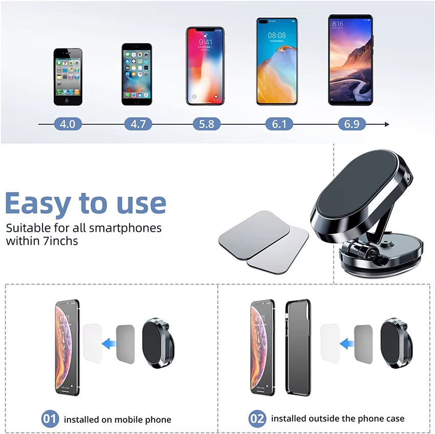 2024 Magnetic Car Phone Holder Magnet Smartphone Mobile Stand Cell GPS Support for Iphone 13 12 XR Xiaomi Mi Huawei Samsung LG