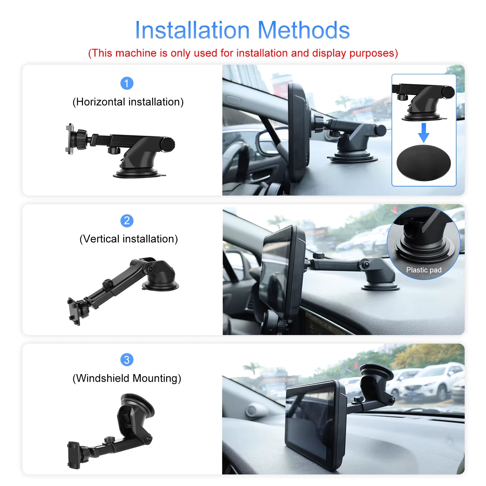 Expansion Bracket Holder Suction Cup Bracket for MP5 Car Radio Carplay Multimedia Video Player