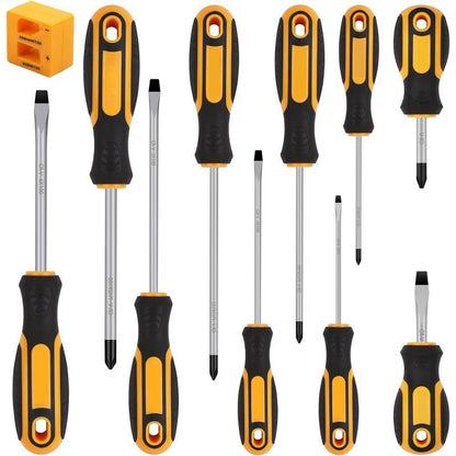 11-Counts Screwdriver Set 5 Phillips and 5 Slotted Tips Magnetic Screwdriver Set Screw Driver Work on Small Screws as Well as Large. Magnetizer Demagnetizer for Screwdriver Tips Bits and Small Tools