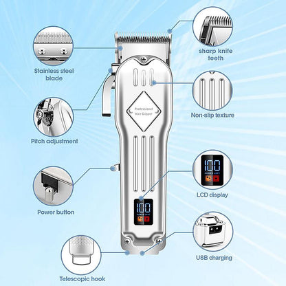 Professional Hair Clipper Set, 1 Set Electric Hair Trimmer Kit, LCD Display Hair Cutting Machines Kit, Winter Gifts for Men, Christmas Gift, Stocking Fillers, New Year Gift, Winter, Barber Kit, Clippers Barber Kit