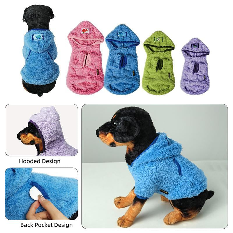 Dog Hoodie, 1 Count Soft Plush Pet Coat, Waterproof Pet Clothes, Pet Supplies for Small Medium Large Dogs, Dog & Cat Clothing