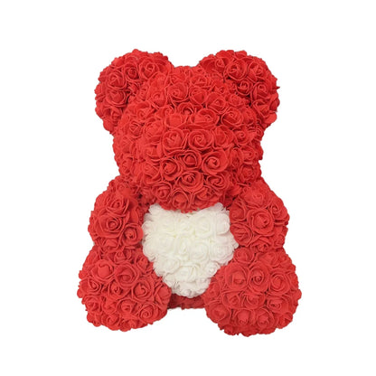 2024 Dropshipping 40Cm Rose Bear Heart Artificial Flower Rose Teddy Bear for Women Valentine'S Wedding Birthday Christmas Gift