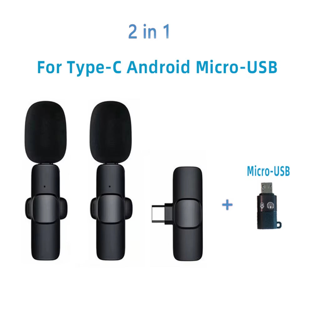 New Wireless Lavalier Microphone Portable Audio Video Recording Mini Microphone for Iphone Android PC Camera Live Gaming Phone