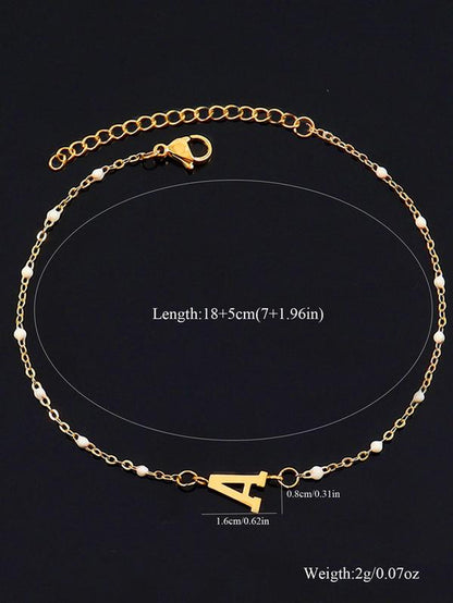 Summer Fashion Letter Detail Link Bracelet, Summer Jewelry, Stainless Steel Jewelry for Women for Party, Daily Clothing Decor, Trendy All-Match & Exquisite Jewelry for Birthday Gift